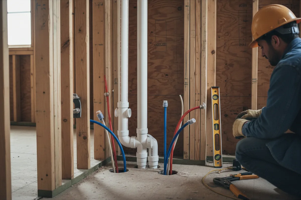 Drain and supply rough-in during Leak Detection in Drexel