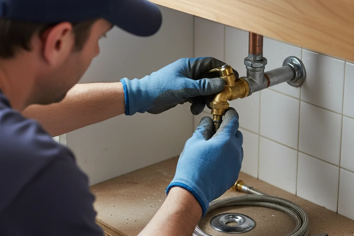 Shutoff valve and fitting work during Burst Pipe Repair in Drexel